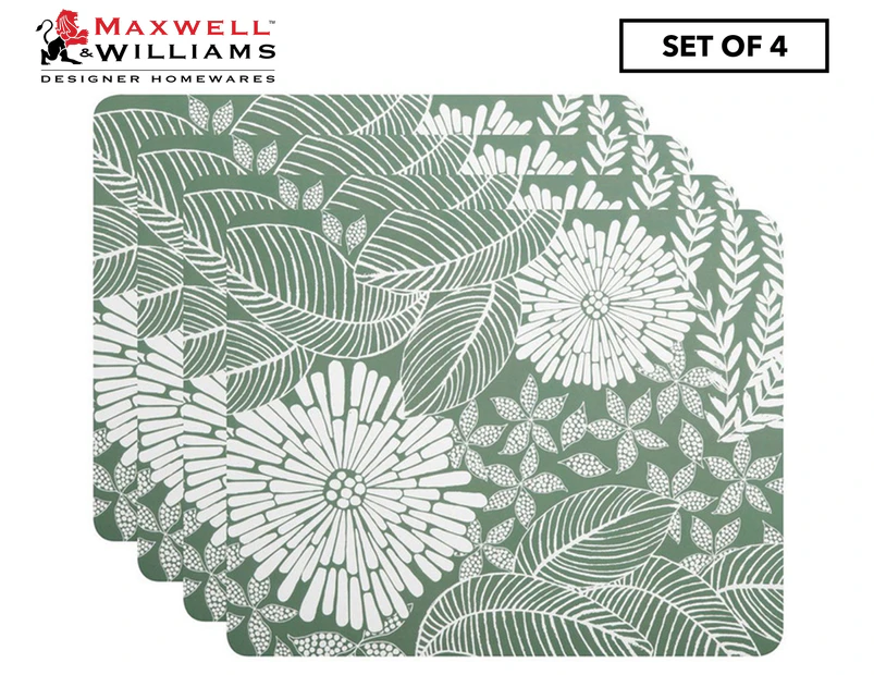 Set of 4 Maxwell & Williams 34x26.5cm Cork Back Placemats - Island Green
