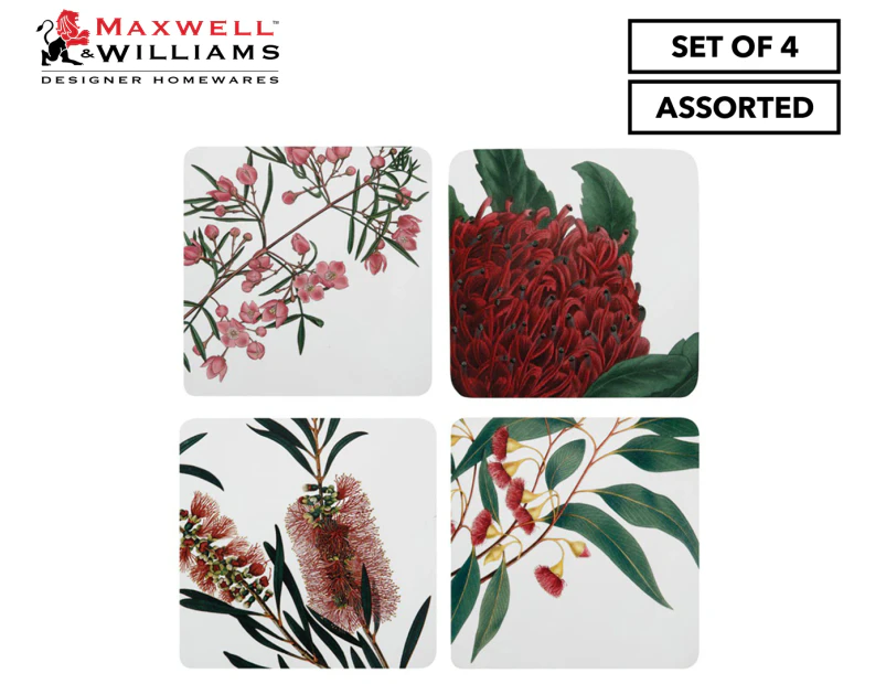 Set of 4 Maxwell & Williams 10.5cm Cork Back Coasters - Royal Botanic Gardens