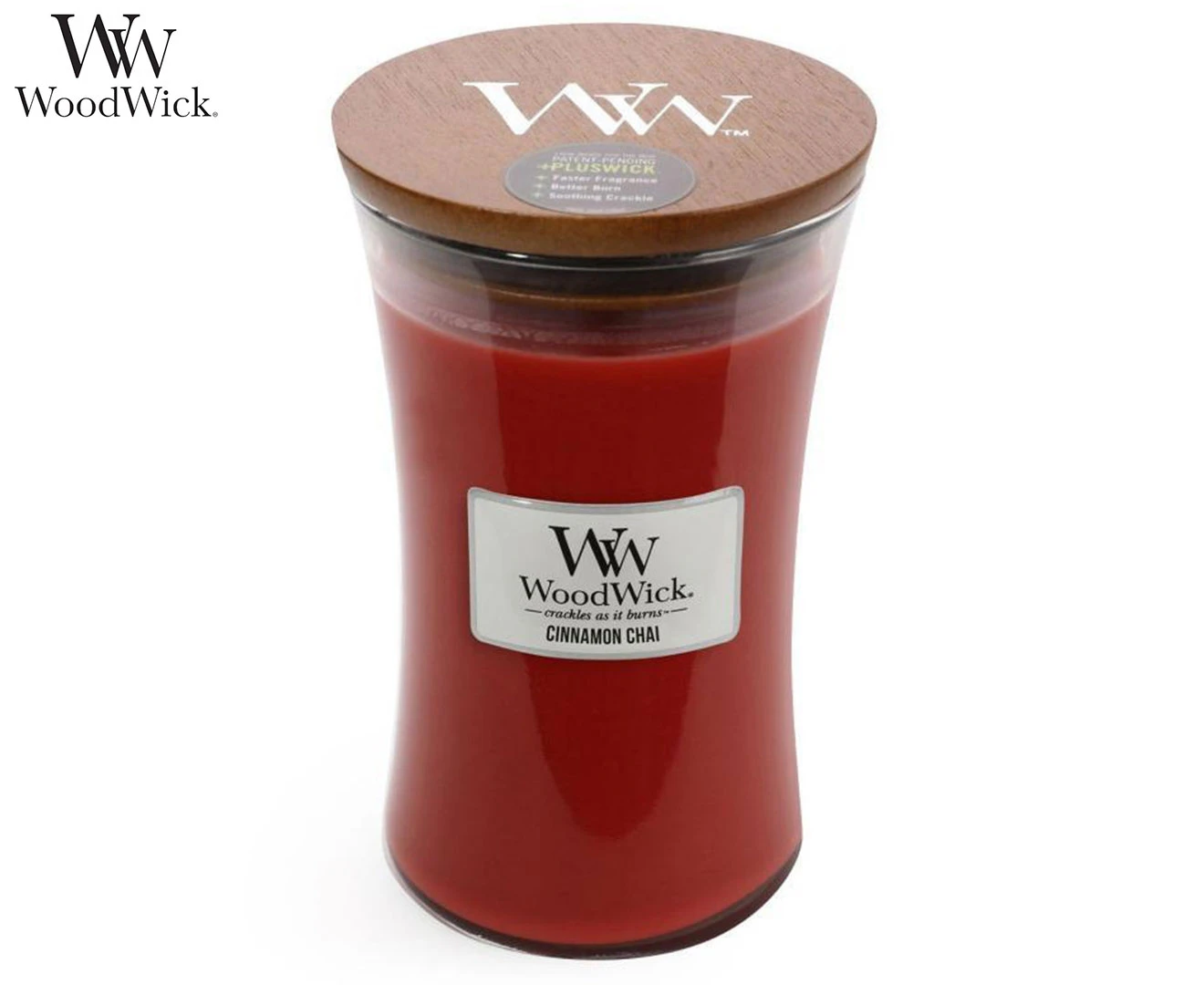 WoodWick Cinnamon Chai Scented Crafted Candle Glass Jar Soy Wax w/ Lid Large