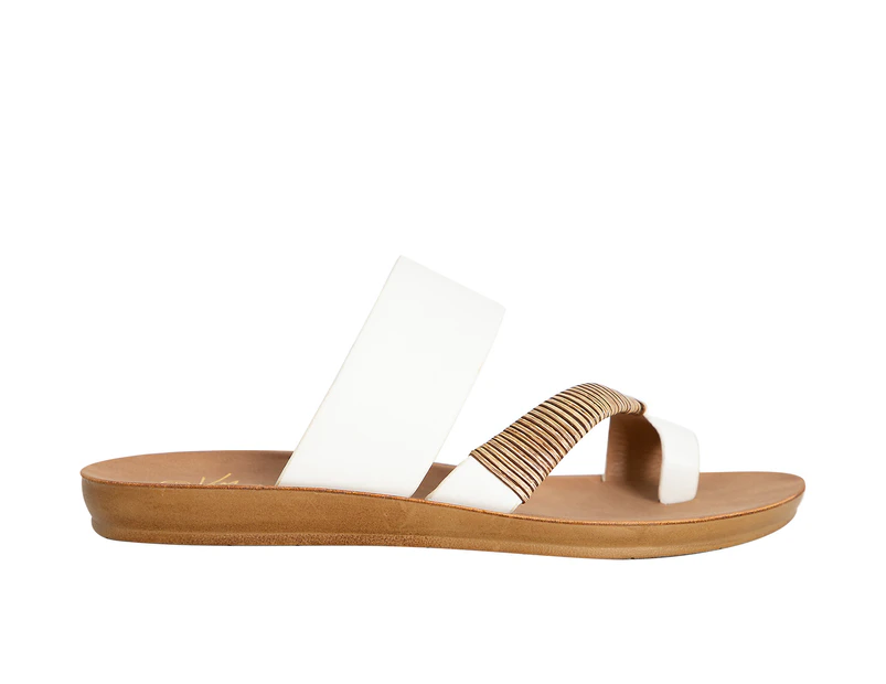 Jenelle Vybe Slip On Comfort Flat Slide Sandal Women's - White