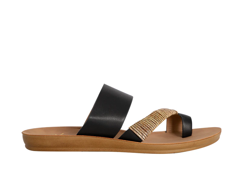 Jenelle Vybe Slip On Comfort Flat Slide Sandal Women's - Black