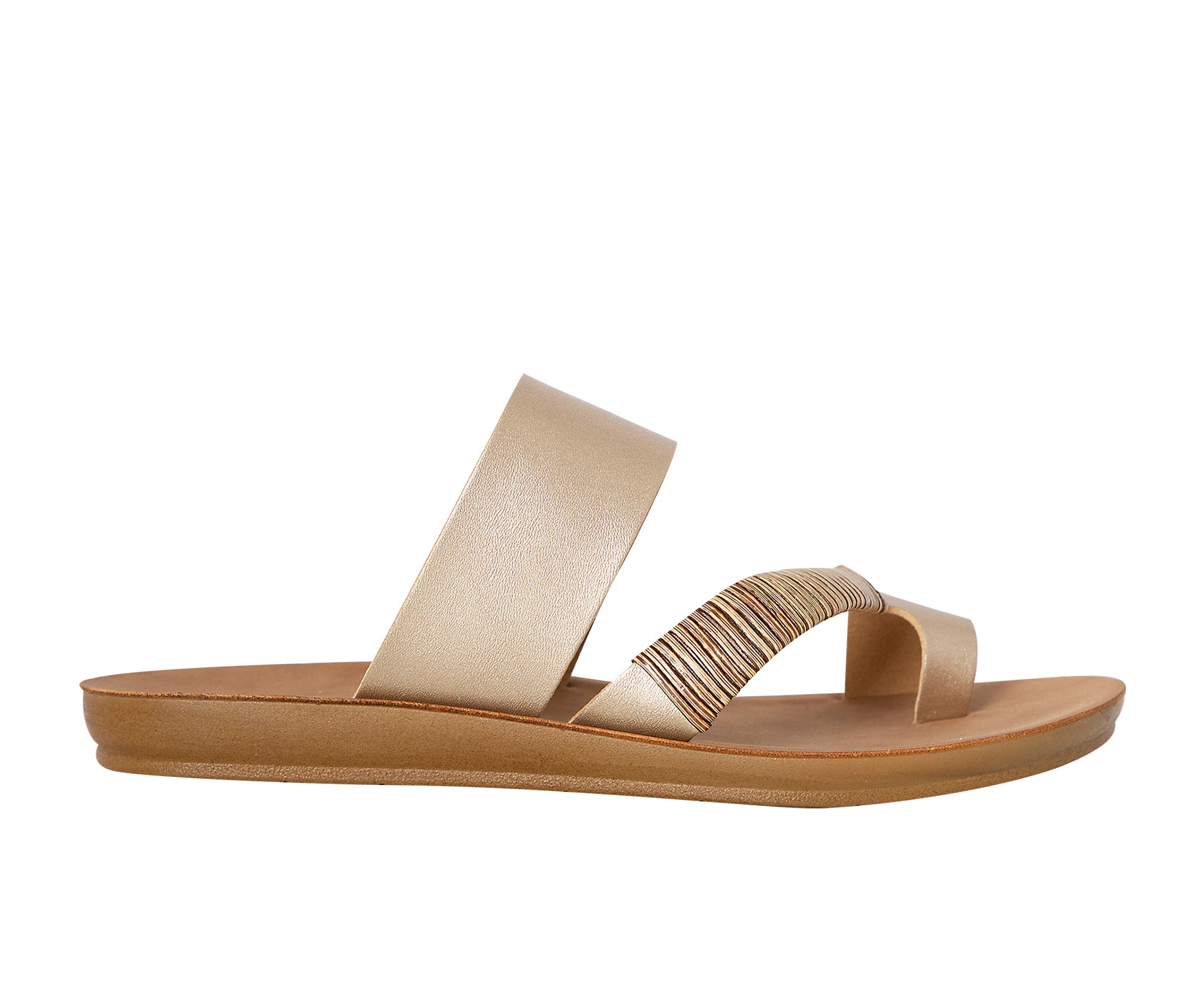 Jenelle Vybe Slip On Comfort Flat Slide Sandal Women's - Gold