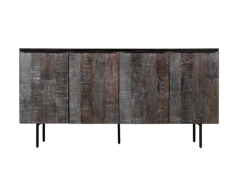 Aurea Mango Wood with 4 Door Sideboard-Carbon