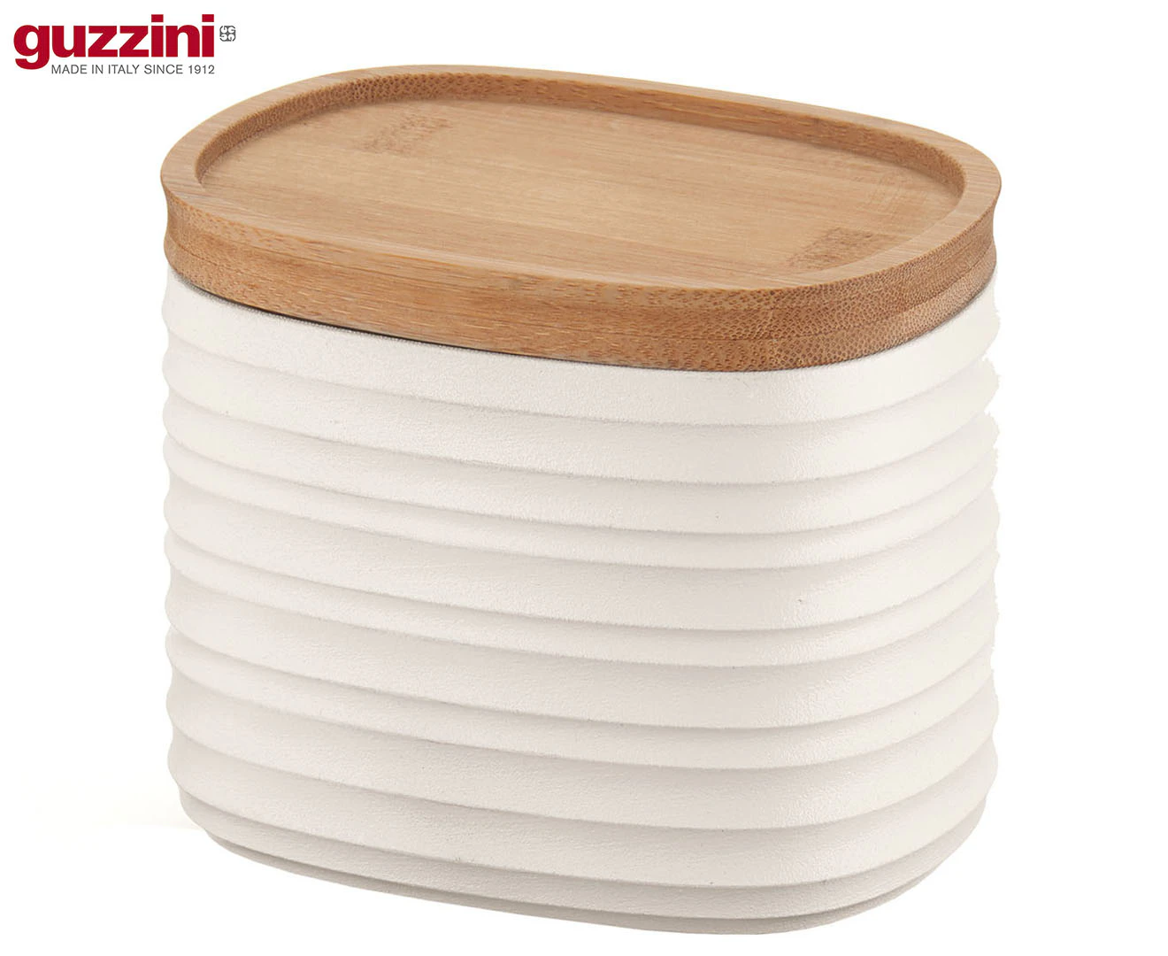 Guzzini Earth Tierra White 12.3cm/500ml Container/Storage Jar w/ Bamboo Lid Sml