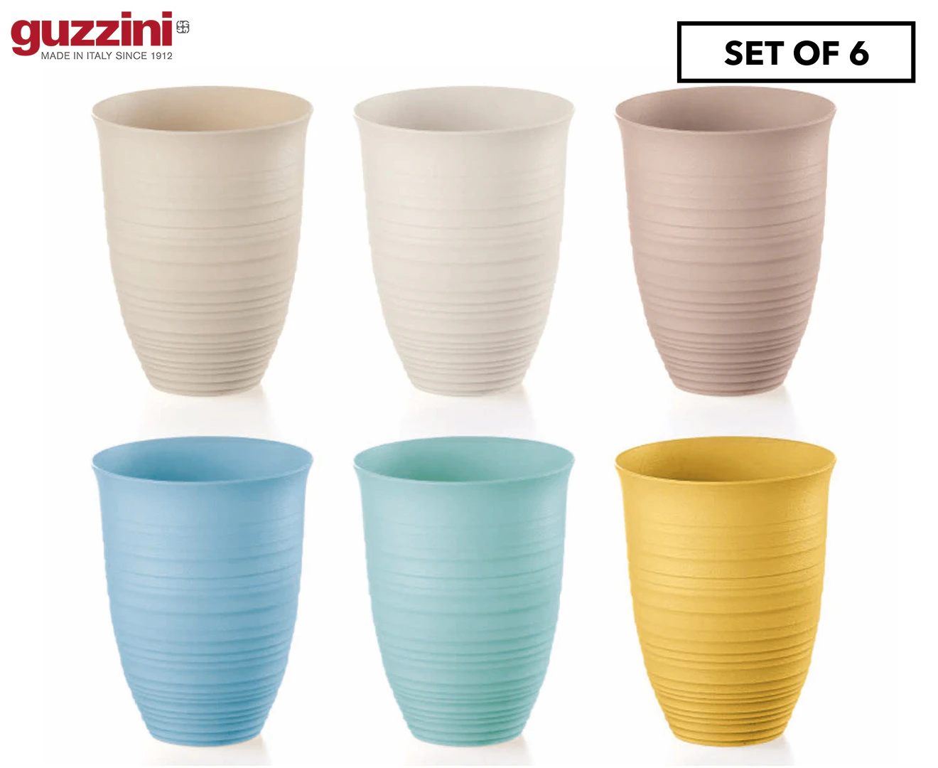 6pc Guzzini Earth Tierra 12.4cm/520ml Stackable Water Plastic Tall Tumblers