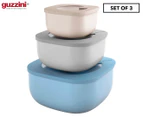 Set of 3 Guzzini Store&More Shallow Airtight Containers - Cream/Grey/Blue