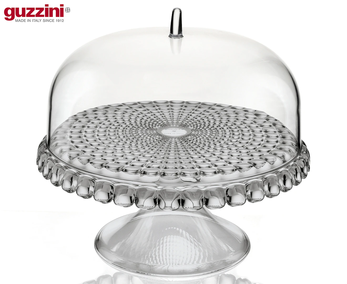 Guzzini Tiffany 30cm Plastic Small Cake Stand Display Storage w/Dome Cover Grey