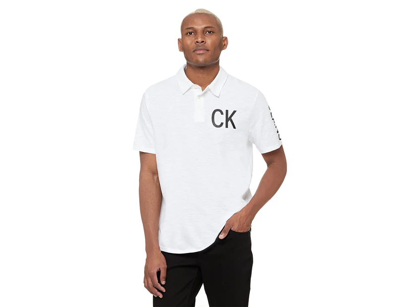Calvin Klein Jeans Men's Travelling CK Logo Polo - Brilliant White