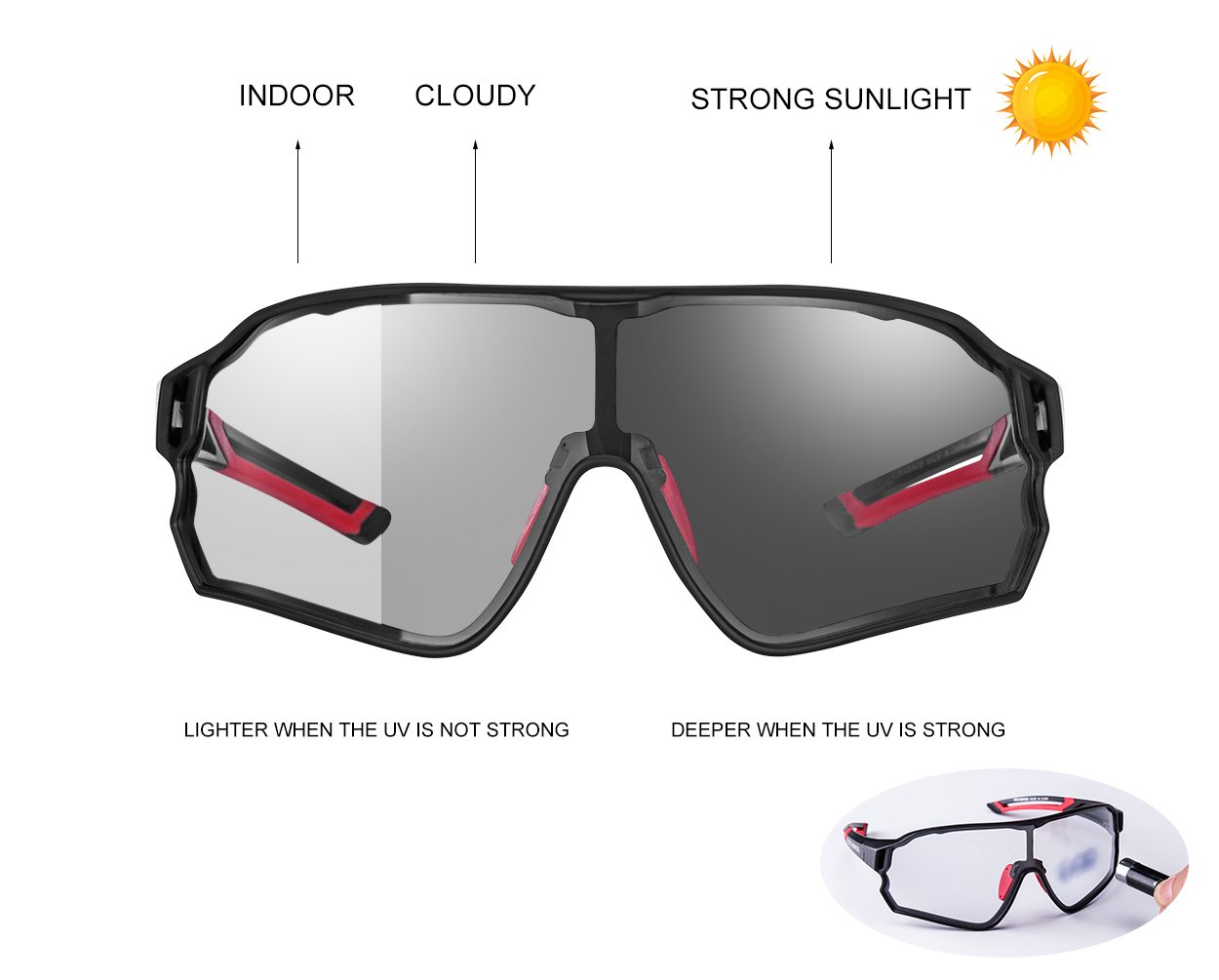 ROCKBROS Cycling Glasses Polarized Photochromic Sunglasses Riding Gogg |  ROCKBROS