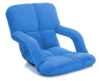 SOGA Foldable Lounge Cushion Adjustable Floor Lazy Recliner Chair with Armrest Blue