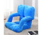 SOGA Foldable Lounge Cushion Adjustable Floor Lazy Recliner Chair with Armrest Blue