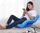 SOGA Foldable Lounge Cushion Adjustable Floor Lazy Recliner Chair with Armrest Blue