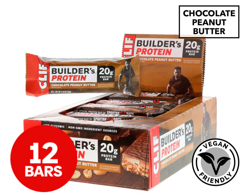 12 x CLIF Builders Protein Bars Chocolate Peanut Butter 68g