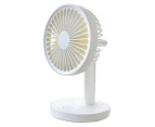 Sansai USB Rechargeable Portable Travel Desktop/Desk Fan w/ Night Light White