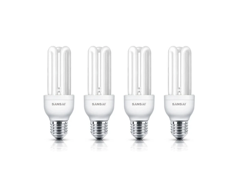 4x Sansai 7W E27/ES Daylight Energy Saving Lamp Globe Screw Cap Light Bulb White
