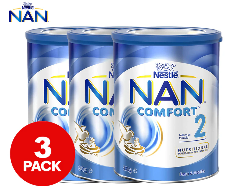 3 x Nestlé NAN Comfort 2 Follow-On Formula From 6 Months 800g