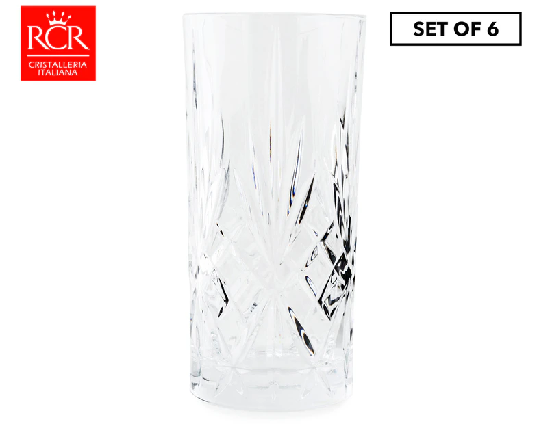 RCR Melodia 360mL Crystal Hi-Ball Tumbler Glasses 6-Pack