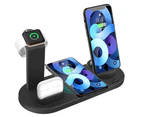 Three-in-One Rotatable Charging Dock with Wireless Charging for iPhone-Black