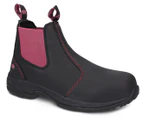 KingGee Women's Tradie Pull Up Work Boots - Black/Pink