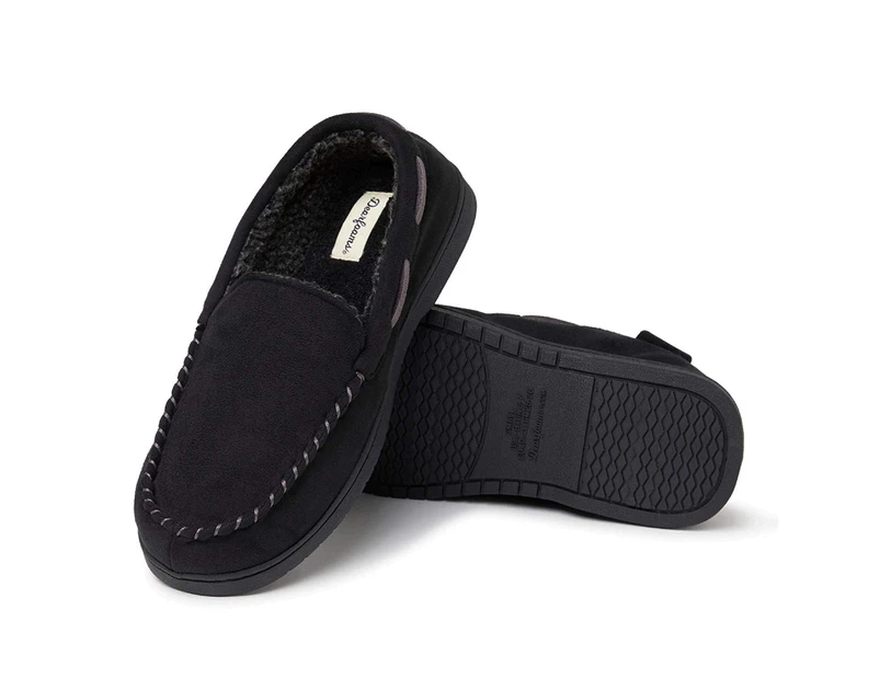Dearfoams Men's Moccasin with Whipstitch Slipper