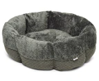 Charlie's 90cm Faux Fur Calming Bed w/ Padded Bolster - Grey