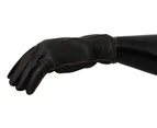 Dolce & Gabbana Black Leather Deer Skin Biker Mitten Gloves