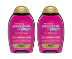 2x OGX 385ml Pomegranate/Ginger Detoxifying Deep Cleansing Shampoo All Hair Type
