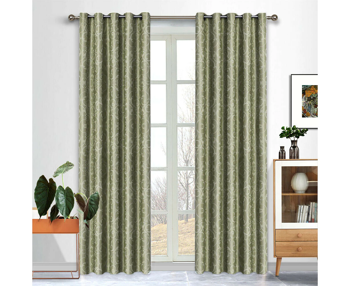 Seville Blockout Eyelet Curtain 220cm or 250cm Drop Mint - Single