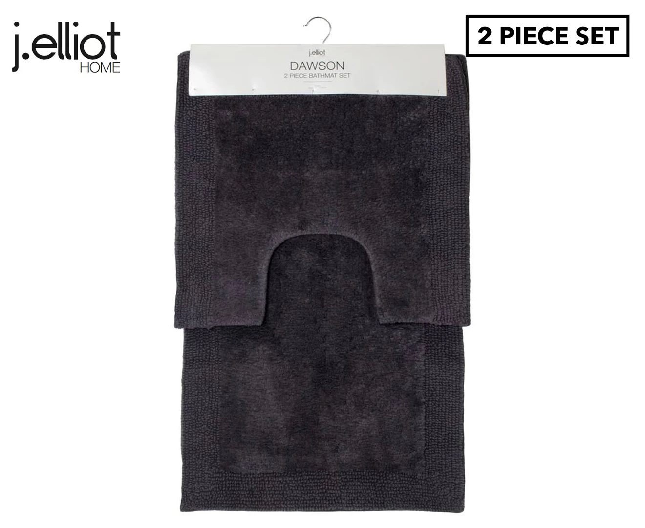 J. Elliot Home 2-Piece Dawson Bath Mat Set - Charcoal