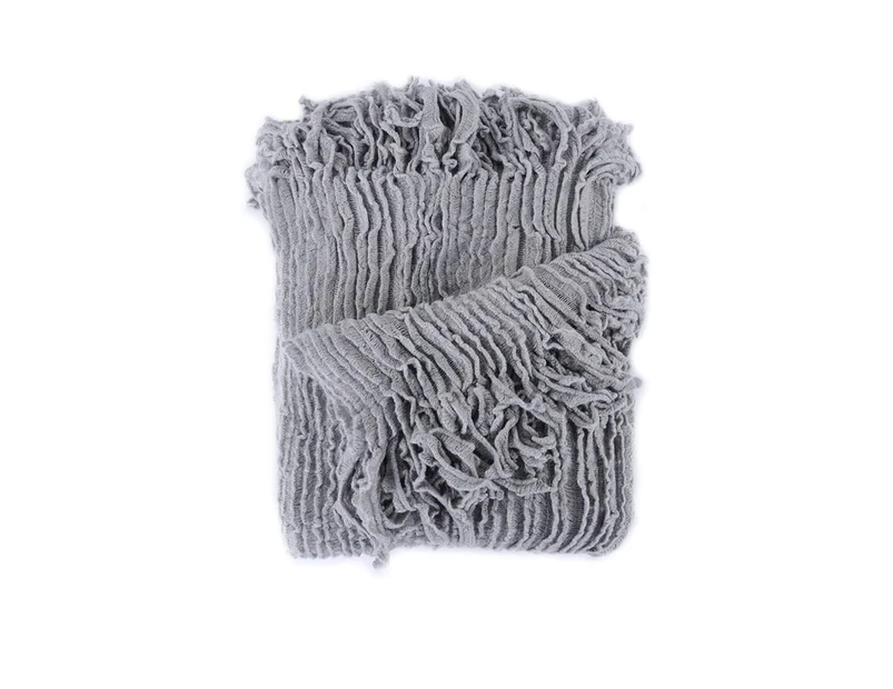 Dylan Knitted Throw Rug 127 x 152 cm - Grey