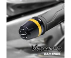 Gold V-RANGER CNC Bar Ends Sliders Logo For Yamaha YZF R6 06-16 15 14 13 12 11 10 09