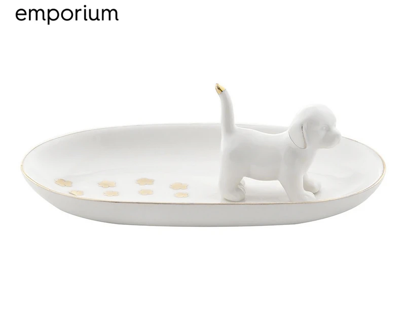 Emporium 15x9cm Chi Chi Puppy Dog Trinket Plate - White