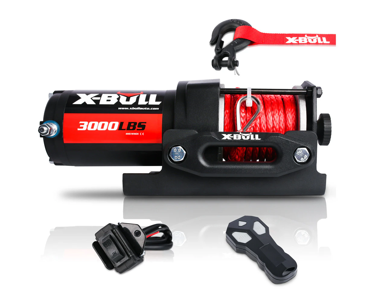 X-BULL Electric Winch 3000LBS 12V Synthetic Rope Wireless Remote ATV UTV BOAT