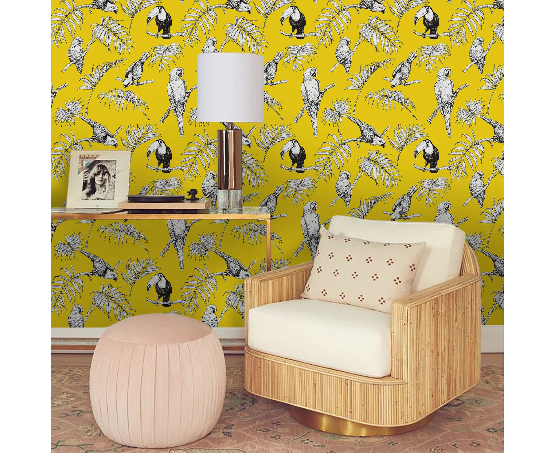 Jess Art Decoration 3D Long Billed Bird Yellow Wall Mural Wallpaper 132