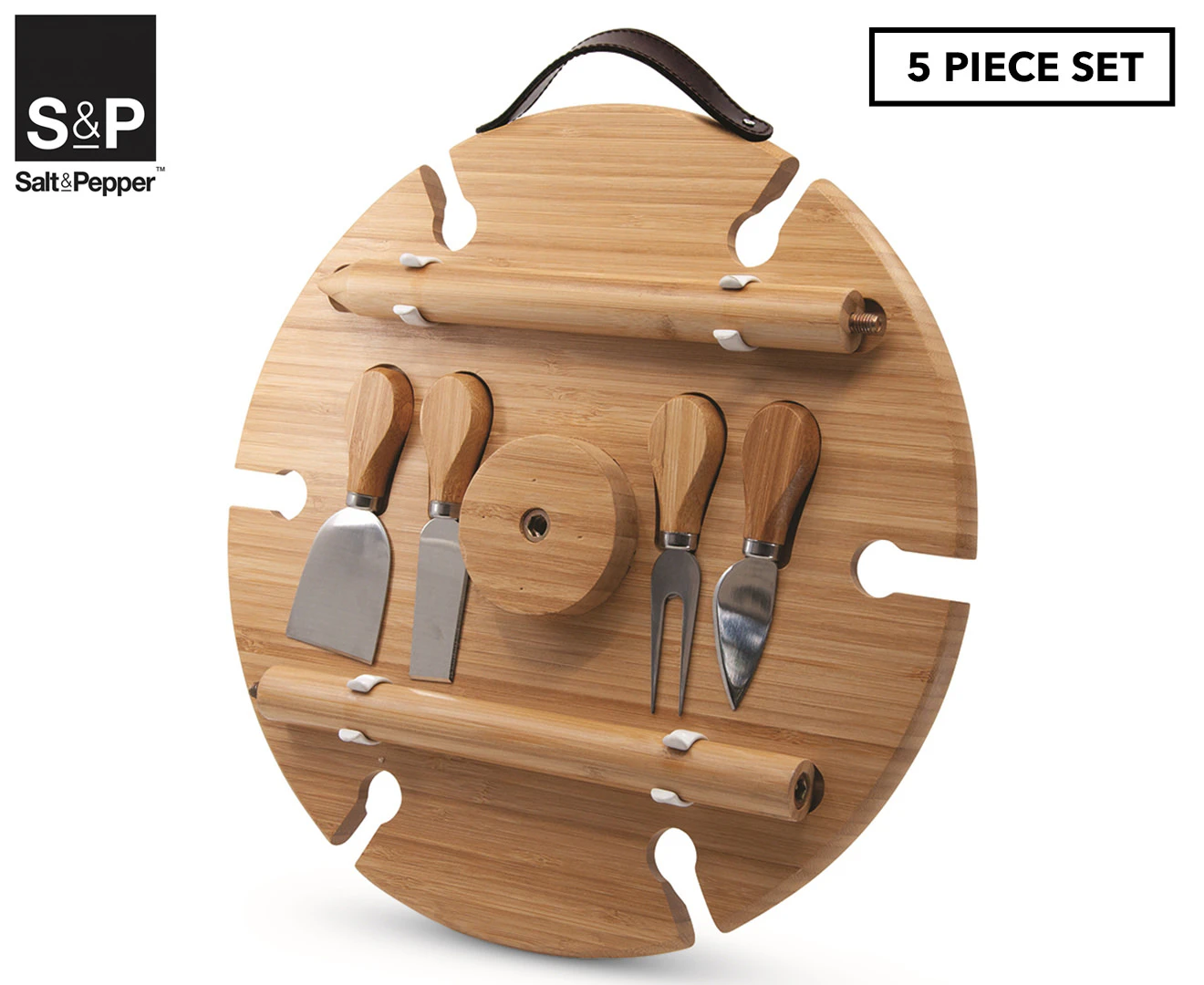 Salt & Pepper Circular Picnic Table w/Cheese Knives 33.5cm