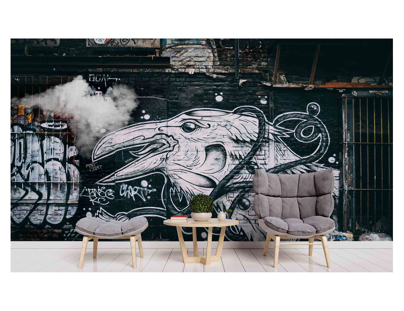 Jess Art Decoration 3D Black White Graffiti Art Animal Eagle Wall Mural Wallpaper Zy D72