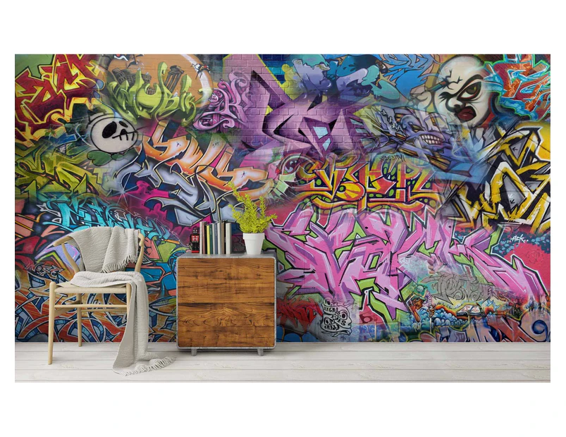 Jess Art Decoration 3D Colourful Graffiti Art Monster Wall Mural Wallpaper Zy D37