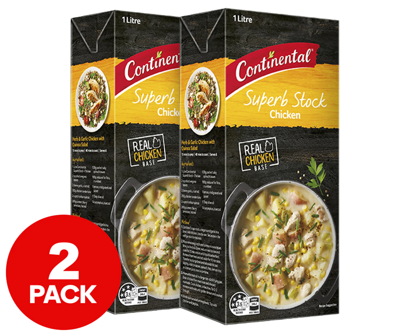 2 x Continental Superb Stock Liquid Chicken 1L