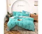 Fluffy Velvet Fleece Quilt Cover Bed Set - Turquoise