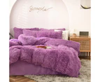 Fluffy Velvet Fleece Quilt Cover Bed Set - Purple