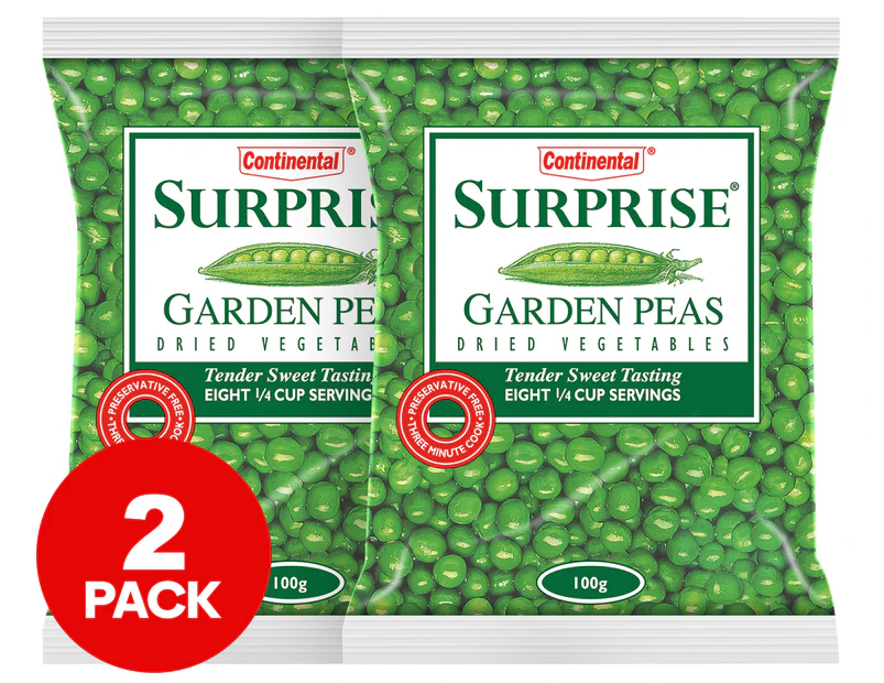 2 x Continental Surprise Peas Dried Vegetables Garden Peas 100g