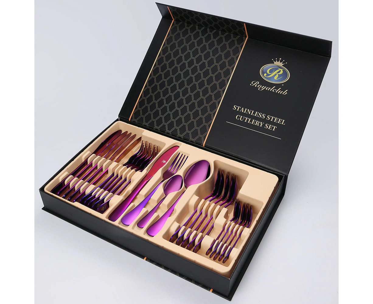 Royalclub Stainless Steel 24pcs Cutlery Sets in 7 Colours - Purple