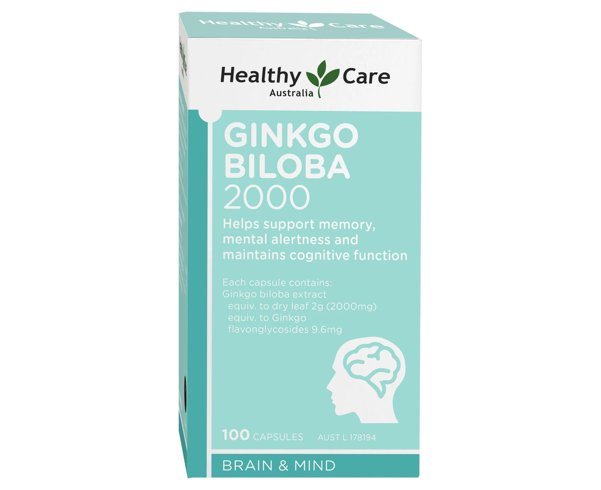 Healthy Care Ginkgo Biloba 2000mg 100 Capsules