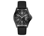 GUESS Men's 42mm Deck Leather Watch - Gunmetal/Black