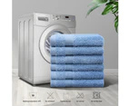 JustLINEN 550GSM 6 Pieces Face Washers Towels 33x33cm Set-Blue Suede