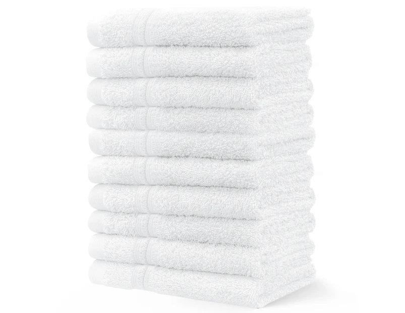 JustLINEN 500GSM 10Pieces Face Washers Towels 30x30cm Set-White