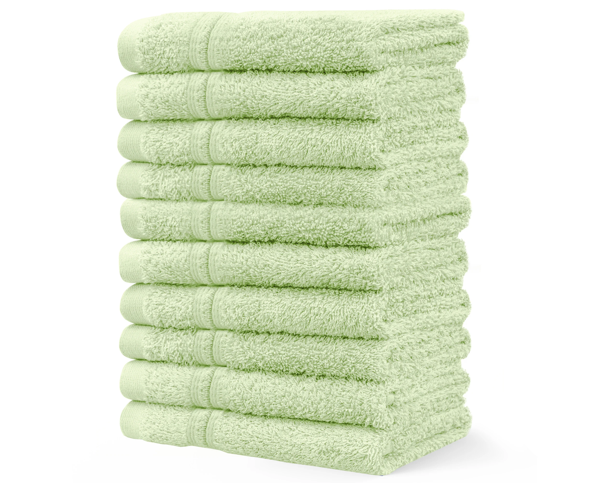 JustLINEN 500GSM 10Pieces Face Washers Towels 30x30cm Set-Pea Pod