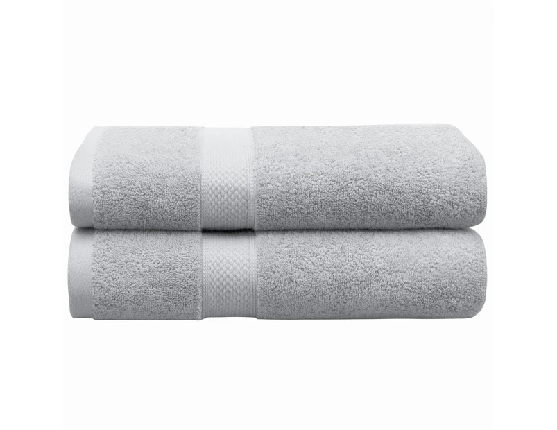 JustLINEN 650GSM 2Pcs Cotton Bath Towel 68x 137cm Soft Set-Silver