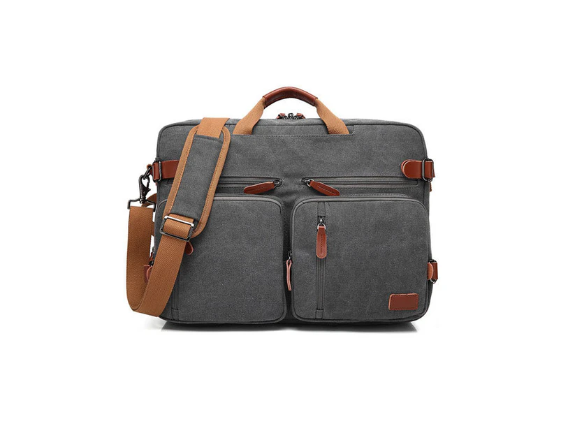 Strapsco Laptop Bag Briefcase 15/17 inch Water-Repellent Shoulder Messenger Bag Computer Bag for Travel/Business/School-DarkGrey Canvas