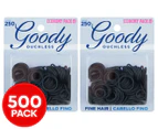 2 x 250pk Goody Ouchless Rubber Elastics For Fine Hair - Black